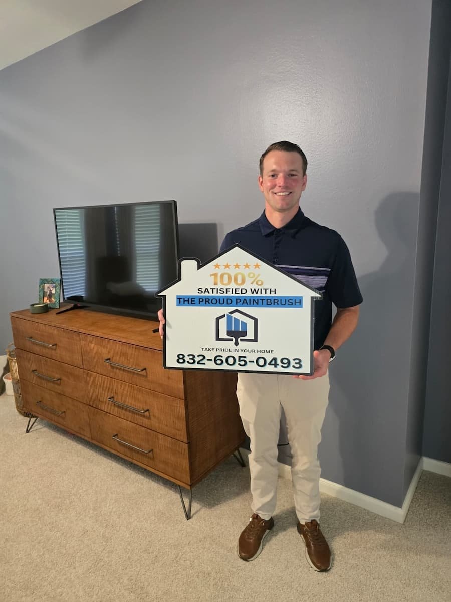 Interior painting customer in Missouri City TX in a freshly painted open-concept living space