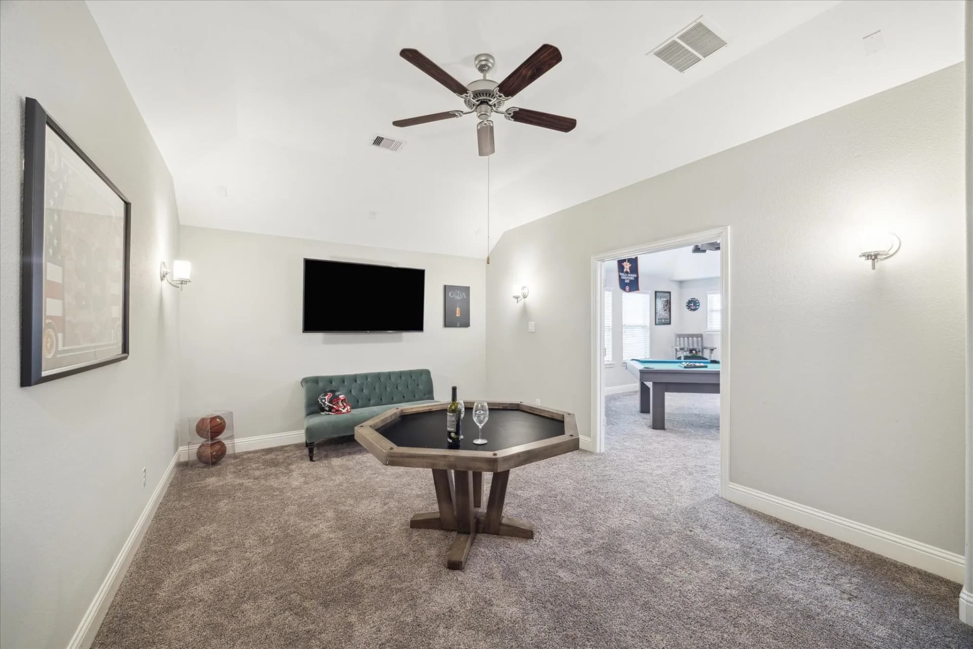 Upstairs game loft freshly painted in a West Houston, TX home by The Proud Paintbrush