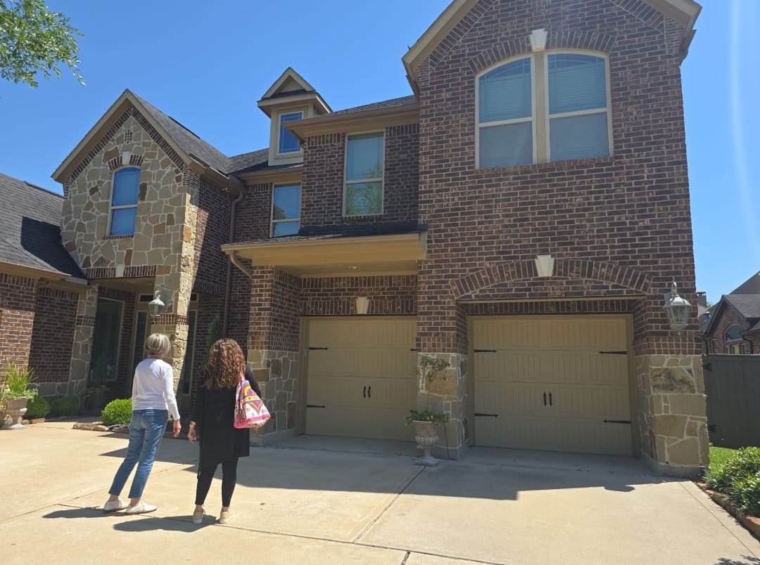 Brick Stone Home Garage Door Repaint in Southwest Houston, TX by The Proud Paintbrush