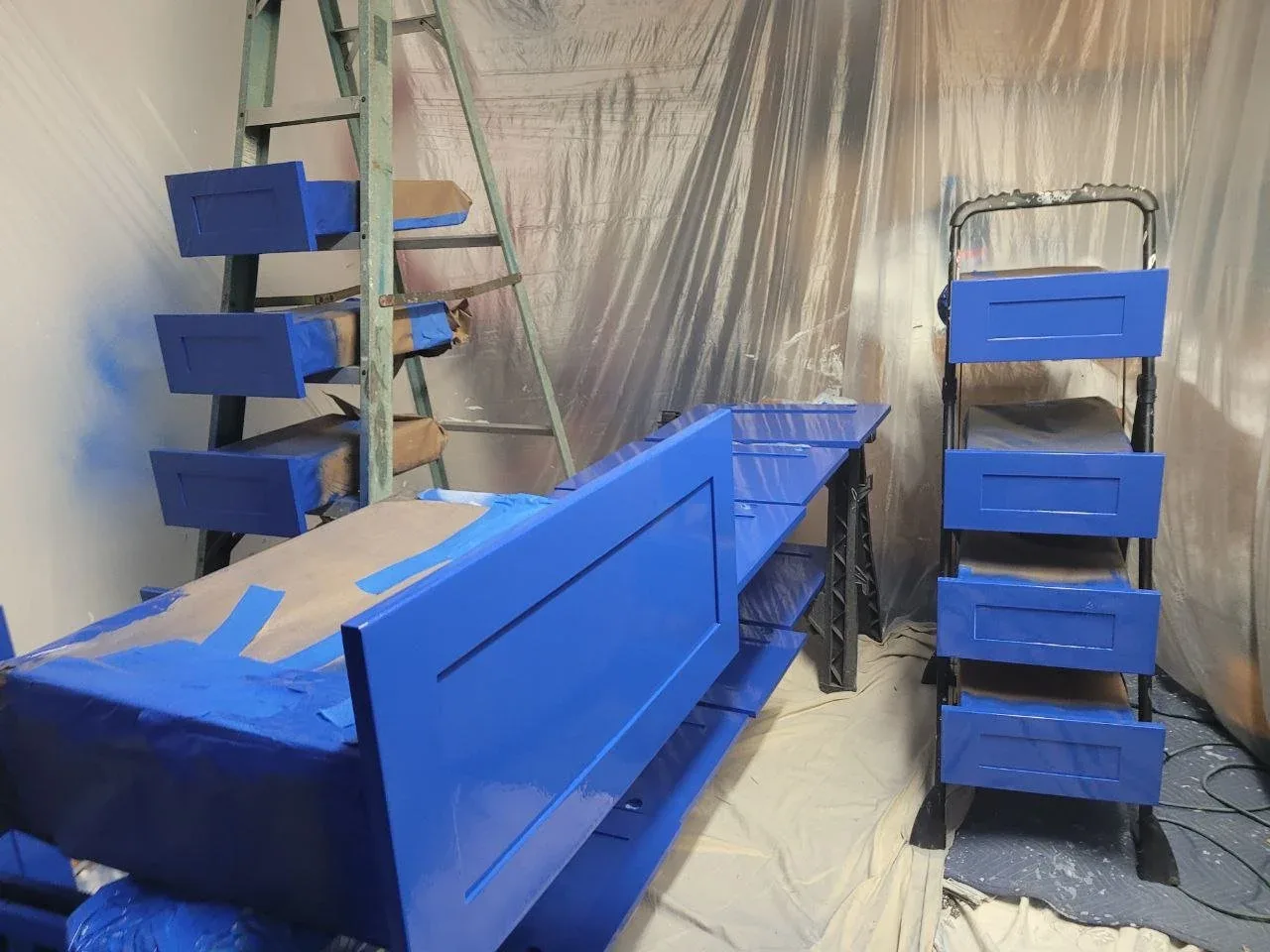 doors and drawers painted blue