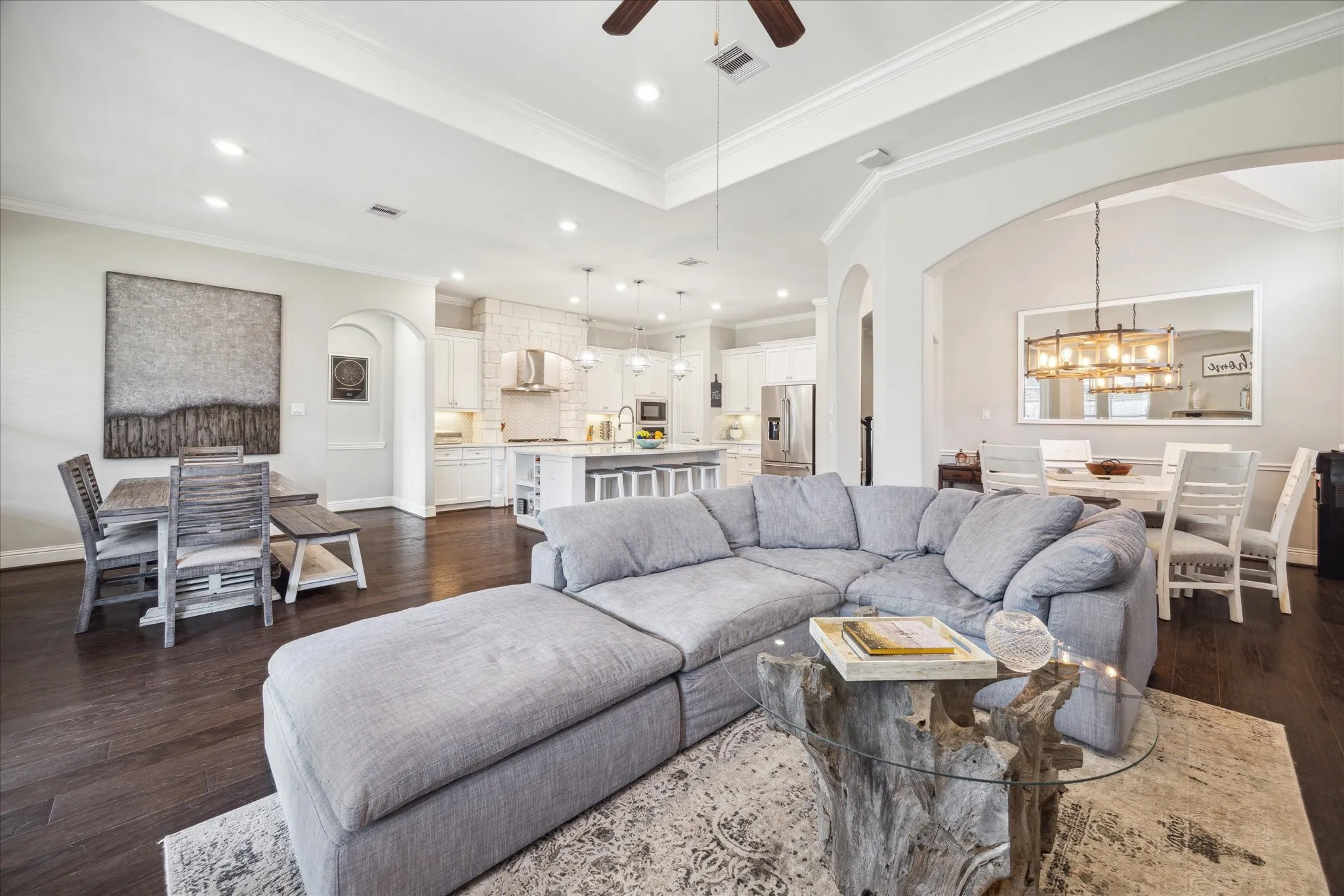 Great Room Kitchen Neutral Walls in Richmond, TX by The Proud Paintbrush
