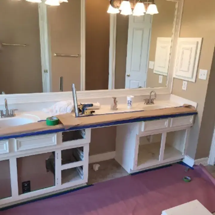 Cabinet painting sugar land the proud paintbrush bathroom vanity prep